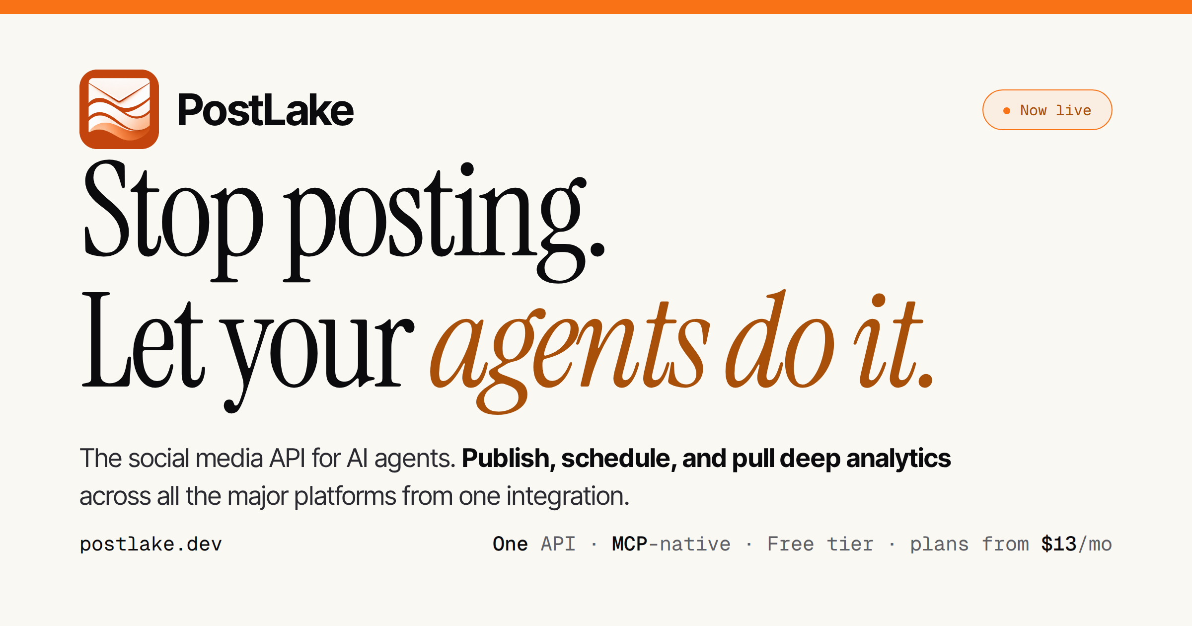 Social Media Posting API for AI Agents · PostLake preview